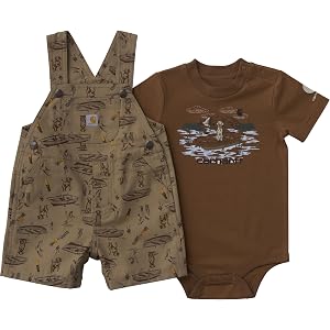 Carhartt Baby Boys' Ss Bodysuit and Canvas Printed Shortall Set