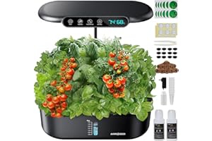 Ahopegarden Hydroponics Growing System kit: 12 Pods Indoor Herb Garden with Smart Environmental Detection - Full Spectrum LED Grow Light for Growing Vegetables，Herbs and Lettuce - Home Gardening