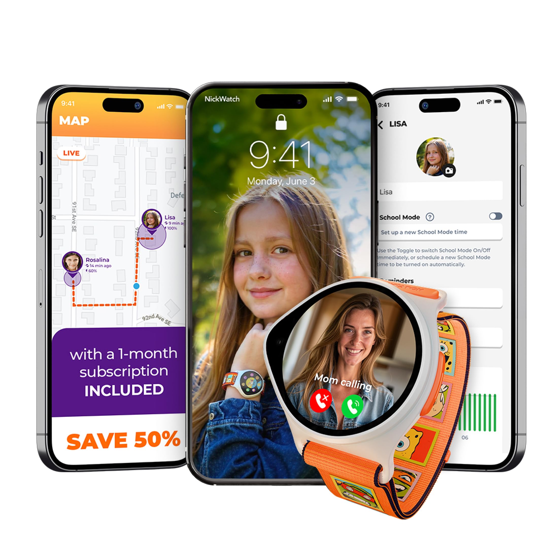 Kids Smart Watch with GPS Tracker Up to 24H Battery Work, SOS, & Parental Controls Smartwatch, Kid Phone Call and Text, Boys & Girls, 4G Smart Watch for Kids Requires Data Plan - First Month Free