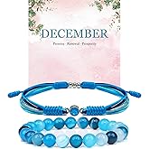Crgwxzl Birthstone Bracelets for Women Men,Healing Crystal Protection Stone Rose Crystal Beads Bracelet,String Wrap Zodiac Month Bracelets Birthday Jewelry Gifts