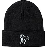 pbgtywd Horse Beanie Horse Gifts Embroidered Knit Hats Black Beanies for Horse Lovers Women Men