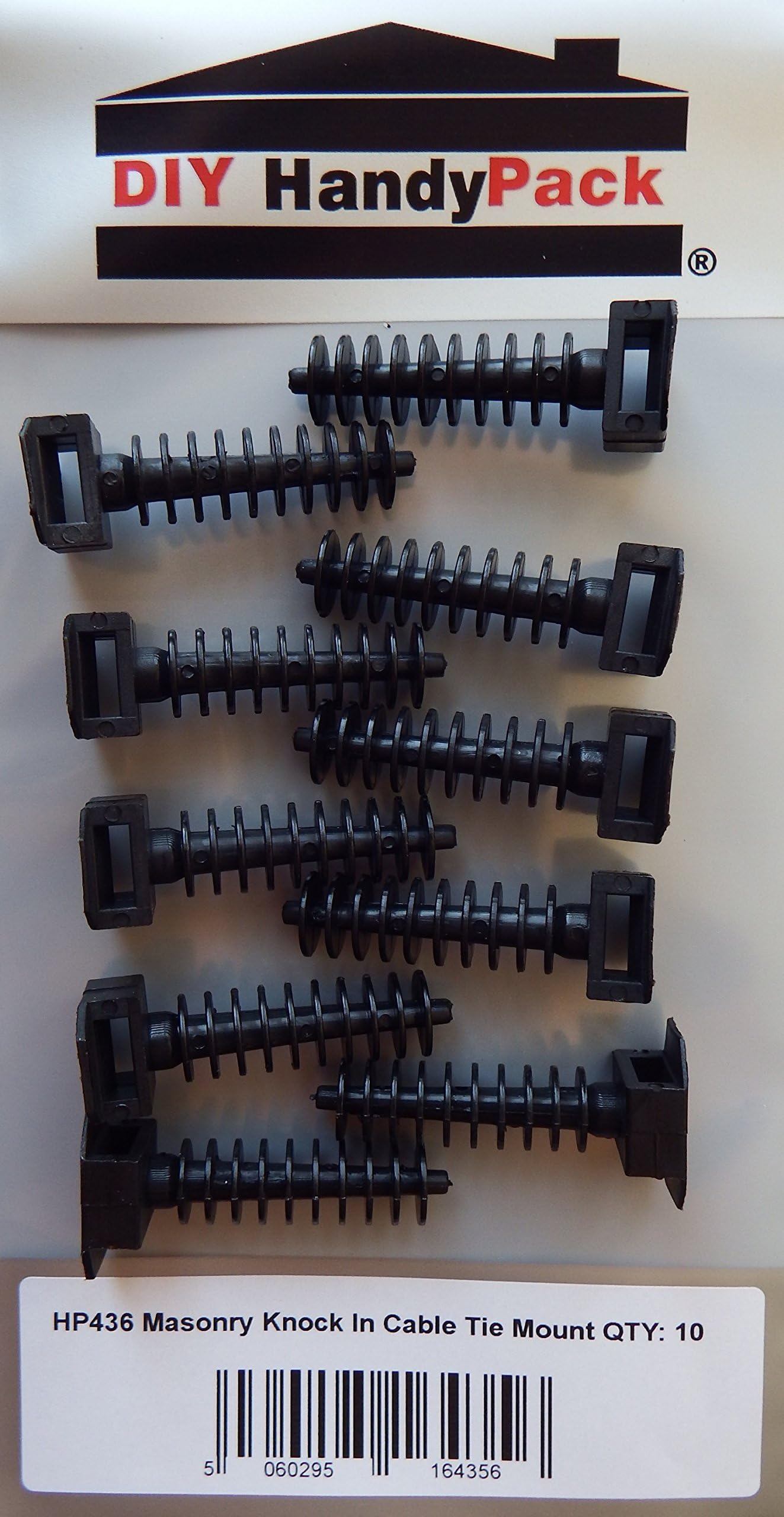 DIY HandyPack - Masonry Knock in Cable Tie Fixing Mount (Black)
