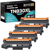 TN830XL TN830 Toner Cartridges for DCP-L2640DW HL-L2460DW, 4 Pack Black | Compatible with Brother HL-L2405W MFC-L2820DW HL-L2480DW Printer, 3000 Pages, ISO Certified, High Yield, with Smart Chip