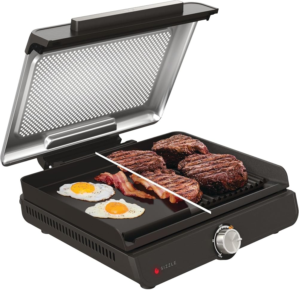 Ninja Sizzle Low Smoke Electric Indoor Grill Grey GR101UK 1460W