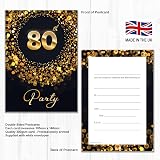 Olivia Samuel 80th Birthday Invitations Pack of 20 Black Gold Effect Cards view 2