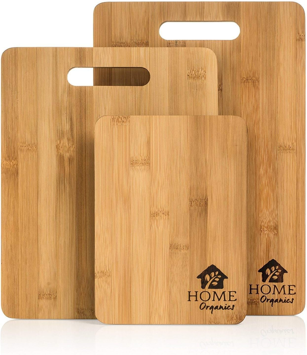 Home Organics Premium Bamboo Chopping Board Set - Set of 3 Wooden Cutting Boards, Default - Image 3
