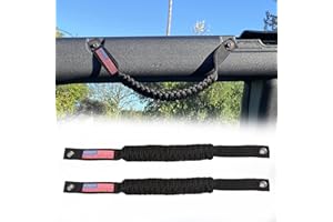 BESTAOO Roll Bar Grab Handles Paracord Grip Handle for Ford Bronco Accessories 2021+, with USA Flag Design, 2 Pack (Black)