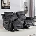 Consofa Zero Gravity Reclining Loveseat with Adjustable Headrest, Power Reclining Loveseat with Console, Power Loveseat Recliner with USB & Type-C Ports for Living Room, RV Recliner Loveseat (Grey)