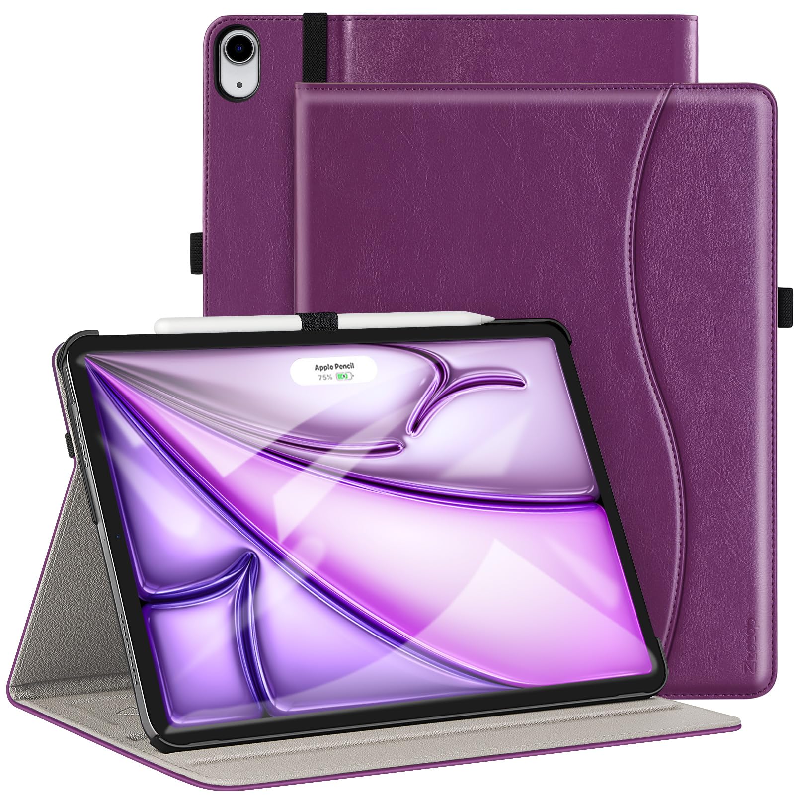 Photo 1 of ZtotopCases for iPad Air 13 inch M3 2025 & 2024 M2 Case/iPad Pro 12.9 Case 3rd Generation 2018, Premium Leather Folio Cover (Supports iPad Pencil Charging), Auto Sleep/Wake, Multiple 4 Angles – Purple