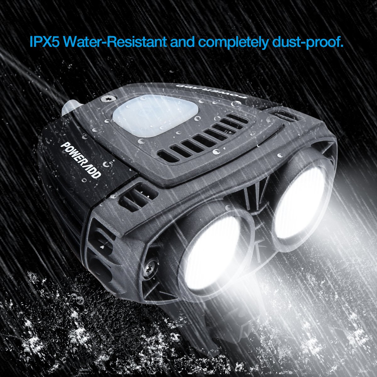 POWERADD Super Bright Headlight Front Bike Light, 12000mAh rechargeable Waterproof 1600K LED Bike Light, 3 Light modes for Bike,Road Bike,Mountain Bike,Light Bike Night Rider