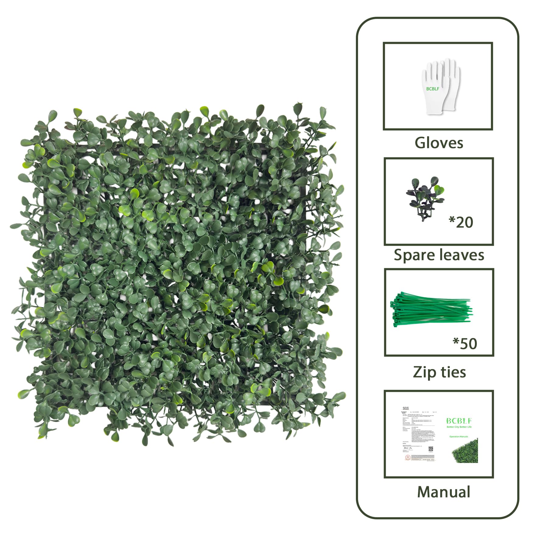 Condition photo showing New/Like New for bcblf artificial grass wall 10"x 10"(12pcs) 3-layer leaf boxwood hedge panels, uv-anti faux greenery
