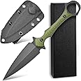 Ccanku C1292 Fixed Blade Knife D2 Blade Micarta Handle EDC Tool Knifes for Outdoor Camping Survival Hiking(Green)