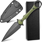 Ccanku C1292 Fixed Blade Knife D2 Blade Micarta Handle EDC Tool Knifes for Outdoor Camping Survival Hiking(Green)