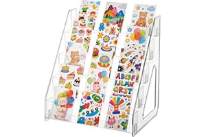 5 Tier Acrylic Display Stand: Clear Card Display Stand - Desktop Organizer Rack for Vendor Counter Retail Store Trade Show fo