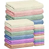 SENONAPO 24 Pcs Towels Set 6 Bath Sheets 6 Washcloths and 12 Hand Towels, Reusable Absorbent Quick Dry Colorful Coral Velvet Towel for Shower Bath Spa Hotel Bathroom Supplies (Multicolor)