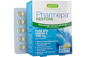 IGENNUS HEALTHCARE NUTRITION Igennus Pharmepa Restore, Pure EPA 1000mg, Omega 3 rTG Fish Oil, IFOS Certified, High Absorption, 90% Concentration Triple Strength, Wild & Sustainable, Lemon Flavor, 1-Month Supply, 60 Softgels