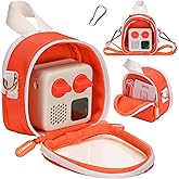 FURIMETY Clear Carrying Case Compatible with Yoto Mini Player, Bag for Yoto Mini with Carabiner, Small Travel Storage Bag for Audio Player with Detachable Shoulder Strap, Orange
