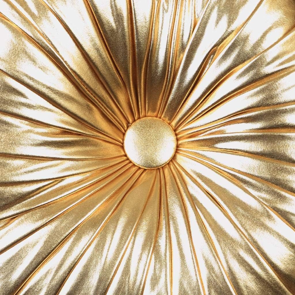 TressHouse European Round Throw Pillow, Soft Spandex Fabric Pumpkin Pleated Handmade Metallic Accent Circle Insert Cushion, Diamond to Enhance for Sofa Bedroom livingroom Couch Cover Chair-Gold: Kitchen & Dining