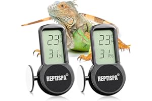 REPTISPA Reptile Thermometer Hygrometer, Pack of 2 Digital Thermometer Humidity Meter for Reptile Terrarium, Temperature Gauge Humidity Gauge with Digital LCD Display for Bearded Dragon Tank