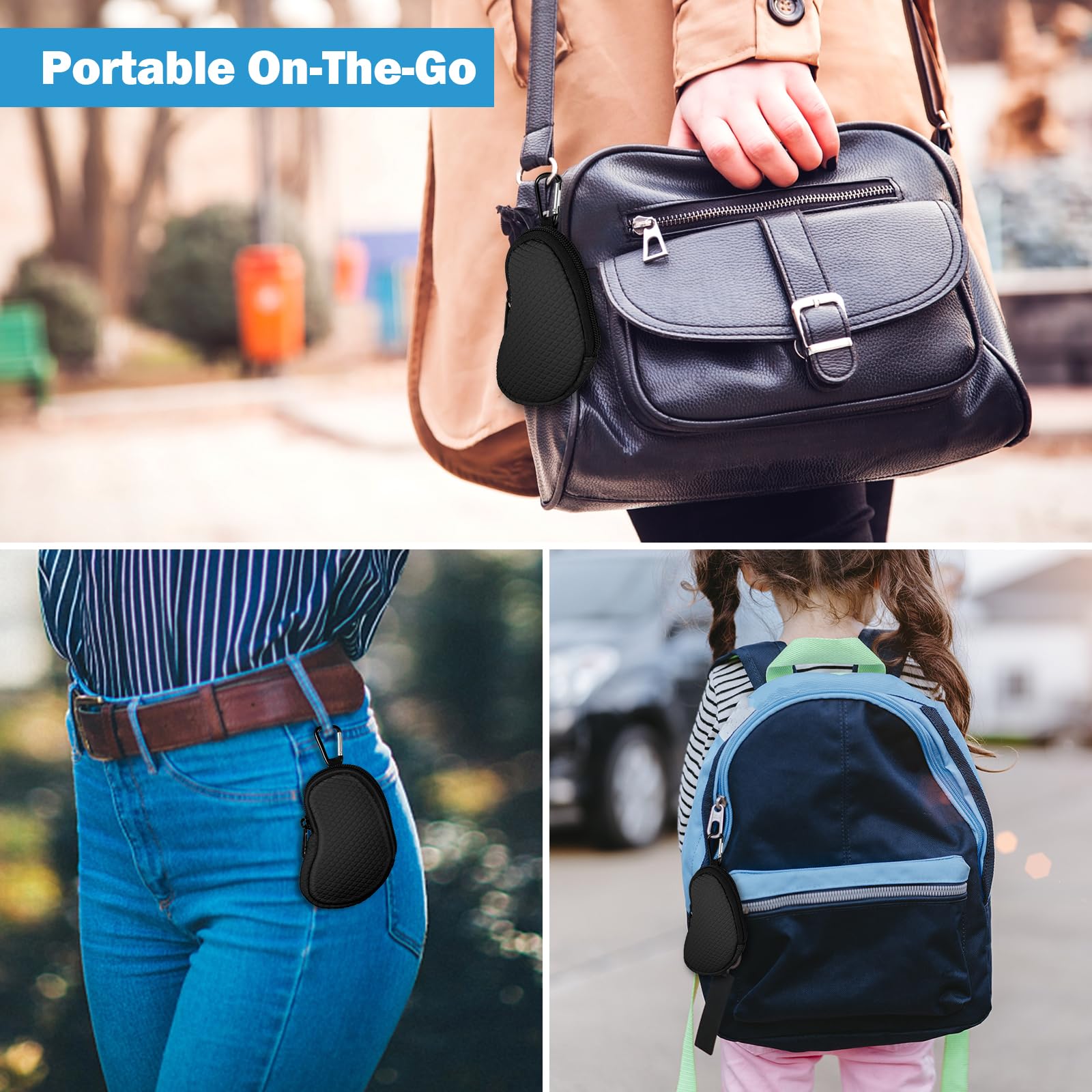 Neoprene Asthma Inhaler Holder, Protective Portable Travel Handy Holster, Lightweight Carrying Case with Carabiner Clip and Mesh Pocket Inside, Inhaler Not Included (Case Only) (Black)