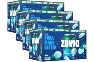 Zevia Zero Sugar Soda, Cola, 355 mL Cans (4x6-Packs, 24 Cans) – Naturally Sweetened, No Calories - Gluten-Free, Vegan