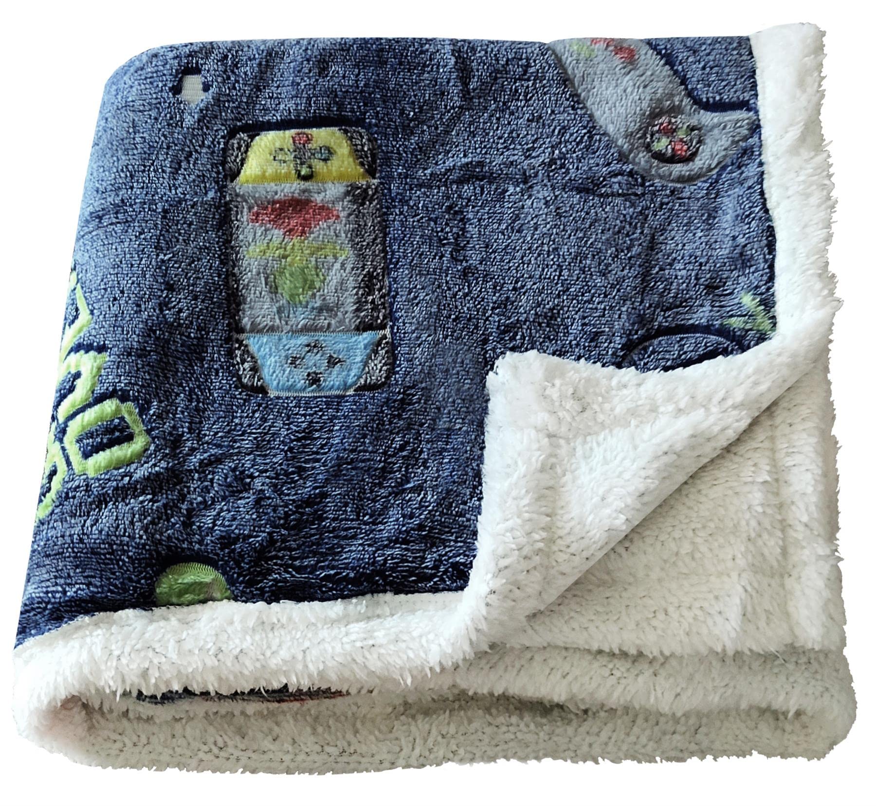 Olivia Rocco Glow In The Dark Teddy Fleece Duvet Cover Sets Soft Warm Kids Bedding Childrens Quilt Covers Set, Gamer Throw 130x150cm