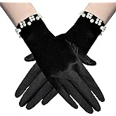 Gionforsy Floral Lace Gloves for Bridal Elegant Short Wrist Gloves for Wedding Opera Dinner Party