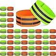 Yilloog 100 Pcs Reflective Arm Bands for Night Walking Reflector Bands Wrist Arm Ankle Leg High Visibility Reflective Gear Safety Reflector Tape Straps for Cycling and Running