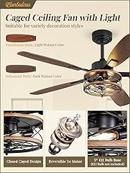 52 Inch Farmhouse Ceiling Fan with Light and
