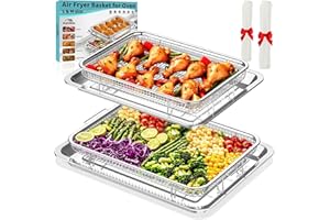 Xumilas Air Fryer Basket for Oven, Large 15"x11" & Medium 12.8" x 9.7" Stainless Steel Trays & Baskets with Air Fryer Accesso