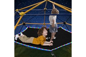 Hisecome Climbing Dome Hammock with Light, Accessory for Climbing Dome, fits 10 x 5 ft Climbing Dome, with Light Canopy Bearing 300 LBS. (Hammock only, Batteries×6)