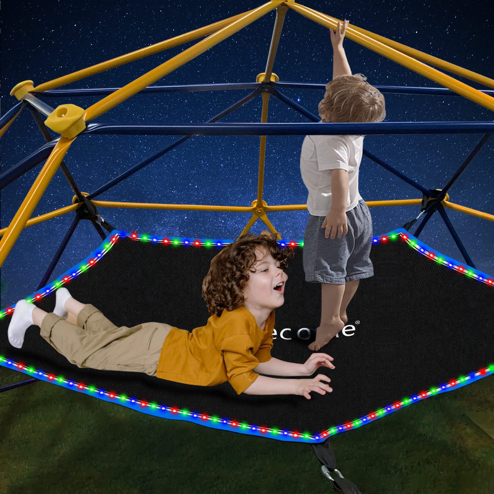 Photo 1 of Hisecome Climbing Dome Hammock with Light, Accessory for Climbing Dome, fits 10 x 5 ft Climbing Dome, with Light Canopy Bearing 300 LBS. (Hammock only, Batteries×6)