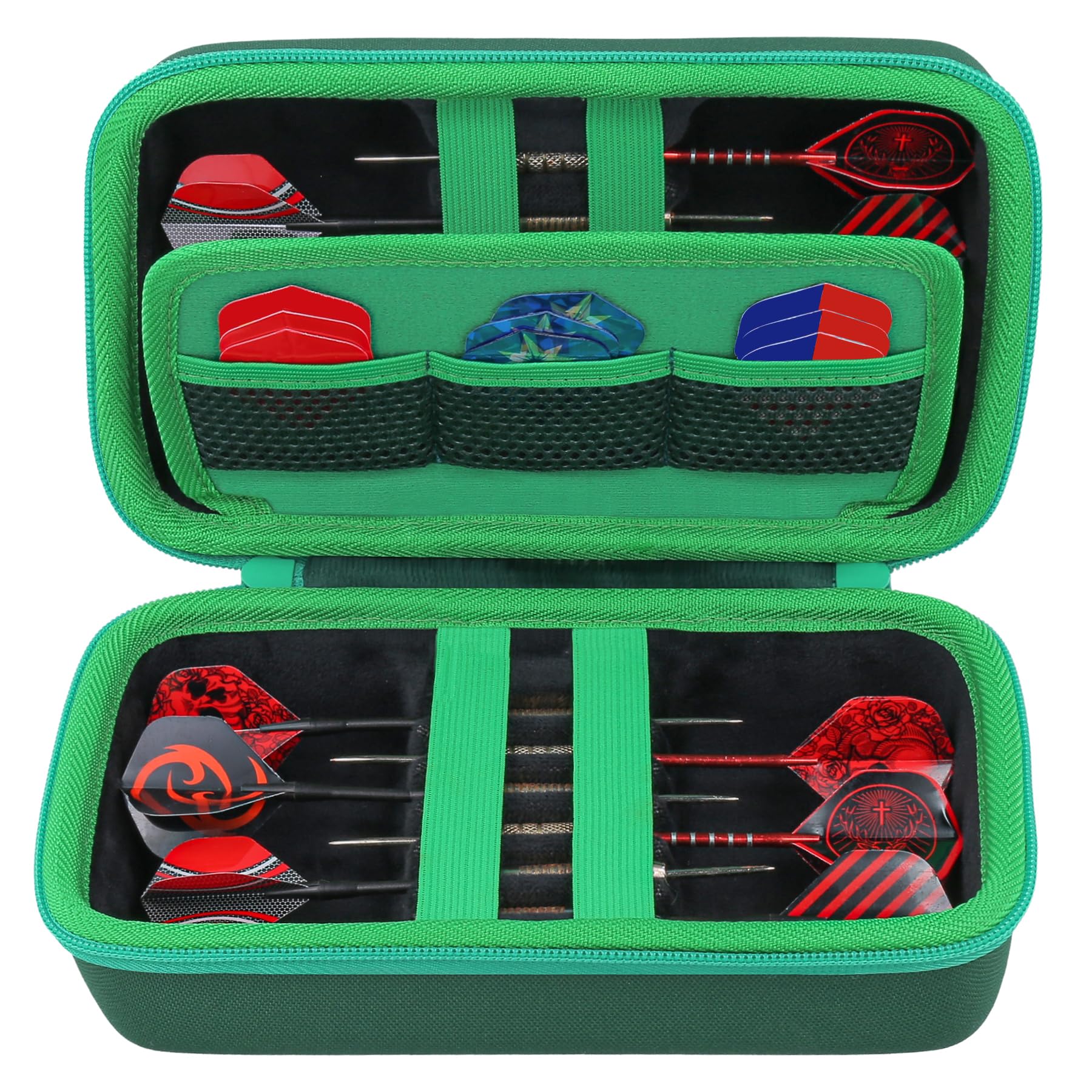 co2CREA Hard EVA Shell Storage Dart Case for 12 Steel Tip or Soft Tip Darts, Carrying Case with Numerous mesh Pockets Holder for Dart Tips,Shafts,Flights and More Dart Accessories,Case Only