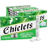 Chiclets Spearmint Sugar Free Chewing Gum, 12 Packs (144 Pieces Total) | Classic Candy‑Coated Pellets, Wallet Packs, Perfect for Long Lasting Fresh Breath at School, Work &amp; Travel