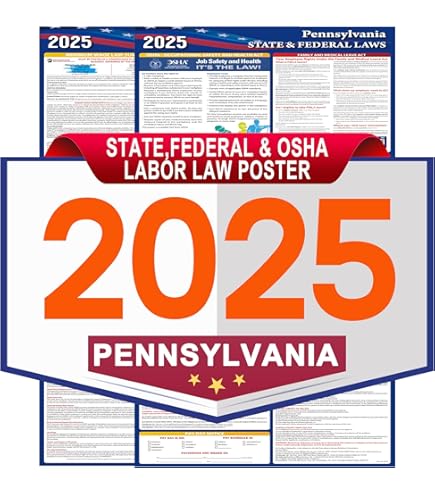 2025 Federal Labor Law Poster - 20x26 Inch UV Laminated Workplace Compliance Poster