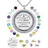 Best Gift Floating Charm Living Memory Lockets with Birthstone, 30mm Stainless Steel Necklace