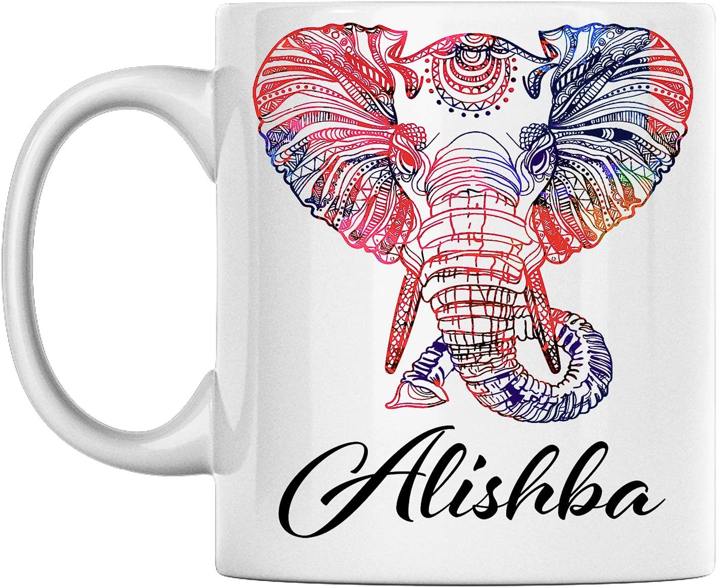 Personal Elephant Mug Name Alishba White Ceramic 11 Oz