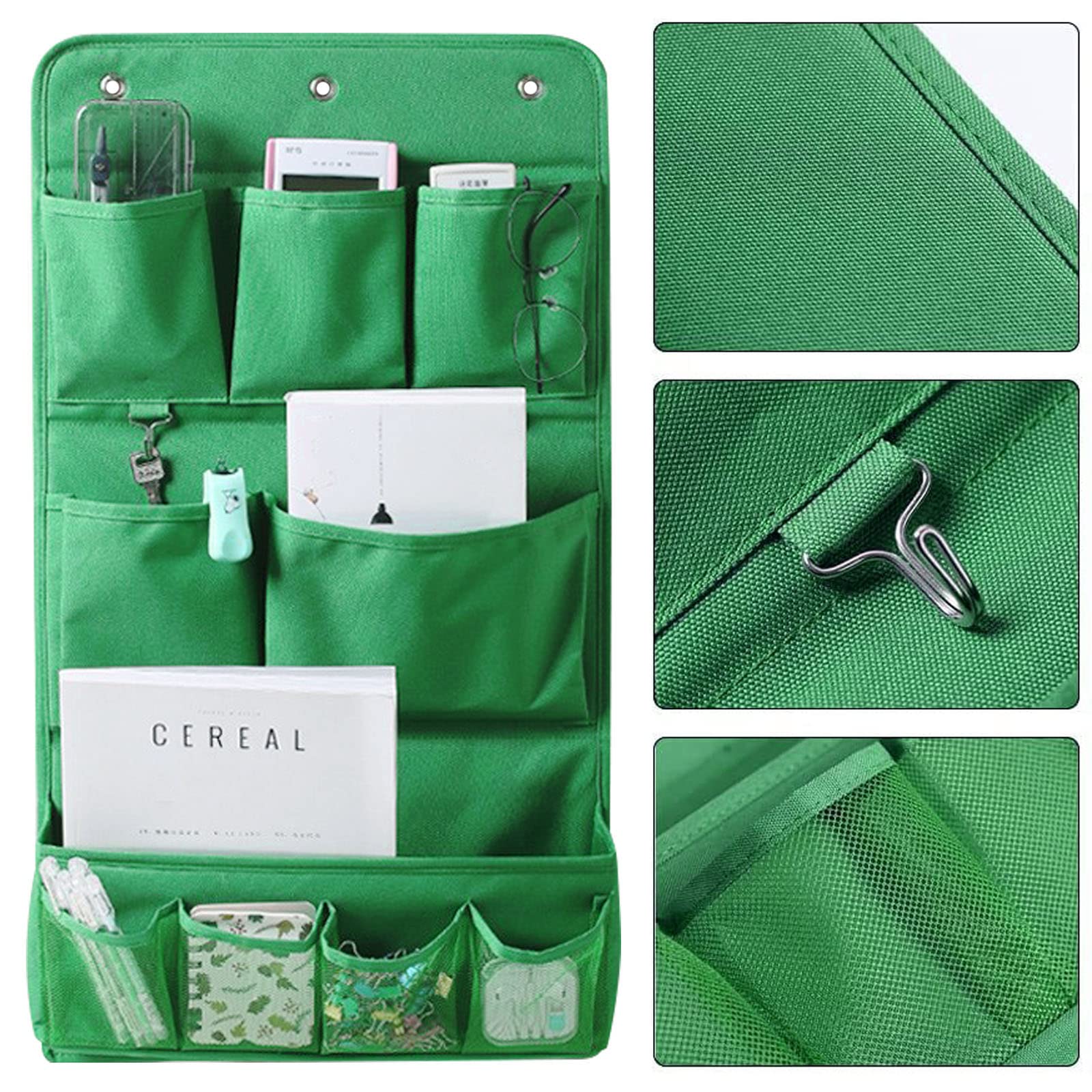 YVIFEVG Hanging Shelf 10-Shelf Wall Mount Organiser Rustic Canvas Bathroom Wall Hanging Organiser