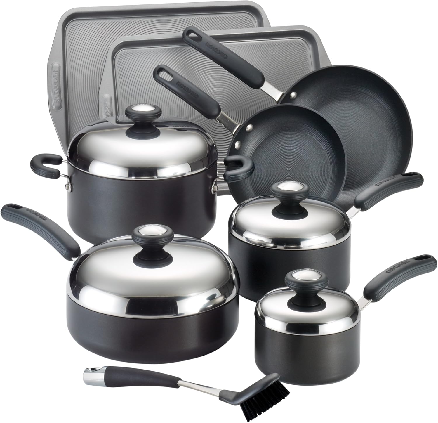 Circulon Total Hard-Anodized Nonstick 13-Piece Cookware Set, Black