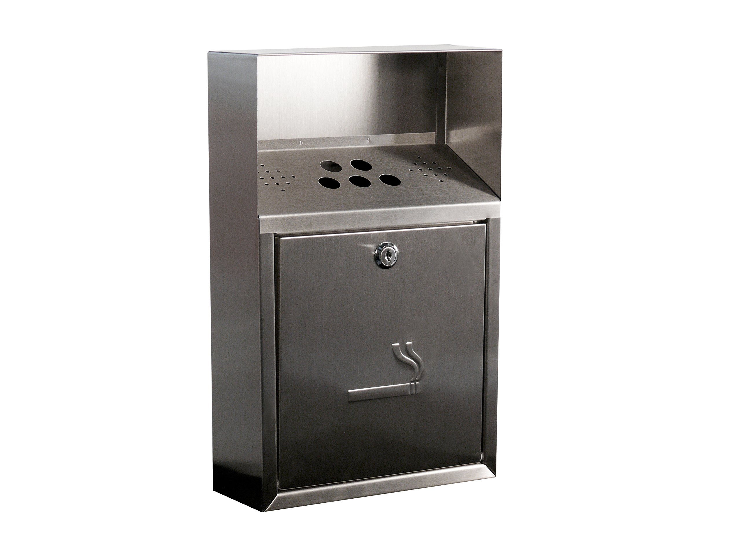 Cigarette bins direct Stainless Steel Ashtray, Wall-Mounted, Outdoor, Lockable, Silver