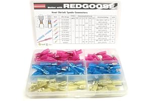 REDGOOSE 100PCS Heat Shrink Spade Connectors 1/4" 22-10 Gauge Female and Male Insulated Waterproof Quick Disconnect Wire Crimp Terminals Assortment Kit
