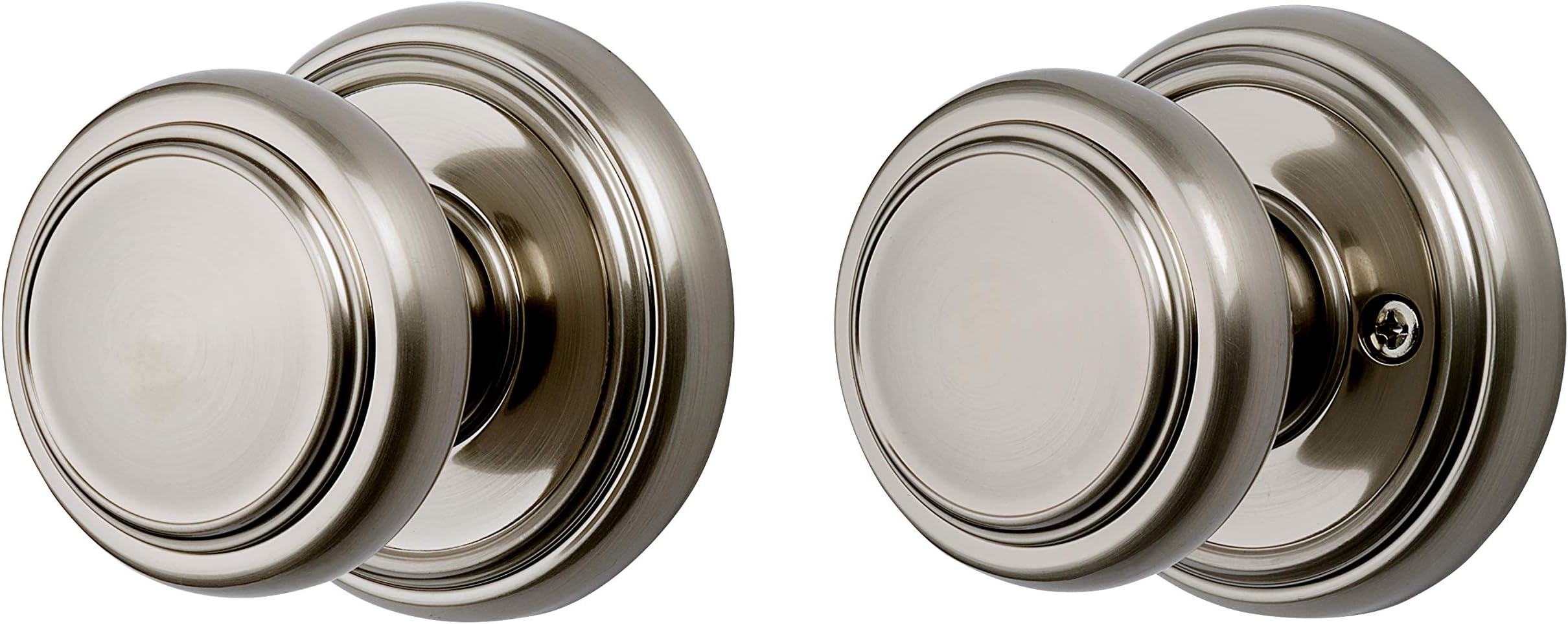 BaldwinAlcott, Interior Passage Door Knob for Hallway/Closet/Rooms, Non-Locking Door Handle With Microban Protection, in Satin Nickel