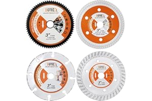 BGTEC Circular Saw Blade - 4PCS 3" Cutting Dics Arbor 3/8" for Wood Plastic Glass Tile Concrete Metal Steel