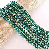 CrzBeadss 513Pcs Glass Crystal Beads for Jewelry Making, 6MM AB Briolette Faceted Crystal Bulk for Bracelets, Spacer Beads for Crafts Earring Wine Charms Suncatchers, Green AB