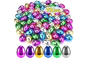 CPPSLEE 72 PCS Plastic Easter Eggs, Easter Basket Stuffers for Toddler Kids Baby Boys Girls Teens, Fillable Metallic Gold Easter Eggs