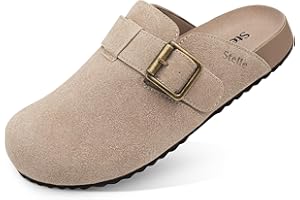 STELLE Birkenstock Womens Sandals Clogs for Women Cork Footbed Arch Support Leather Potato Shoes Adjustable Buckle Home Slipp