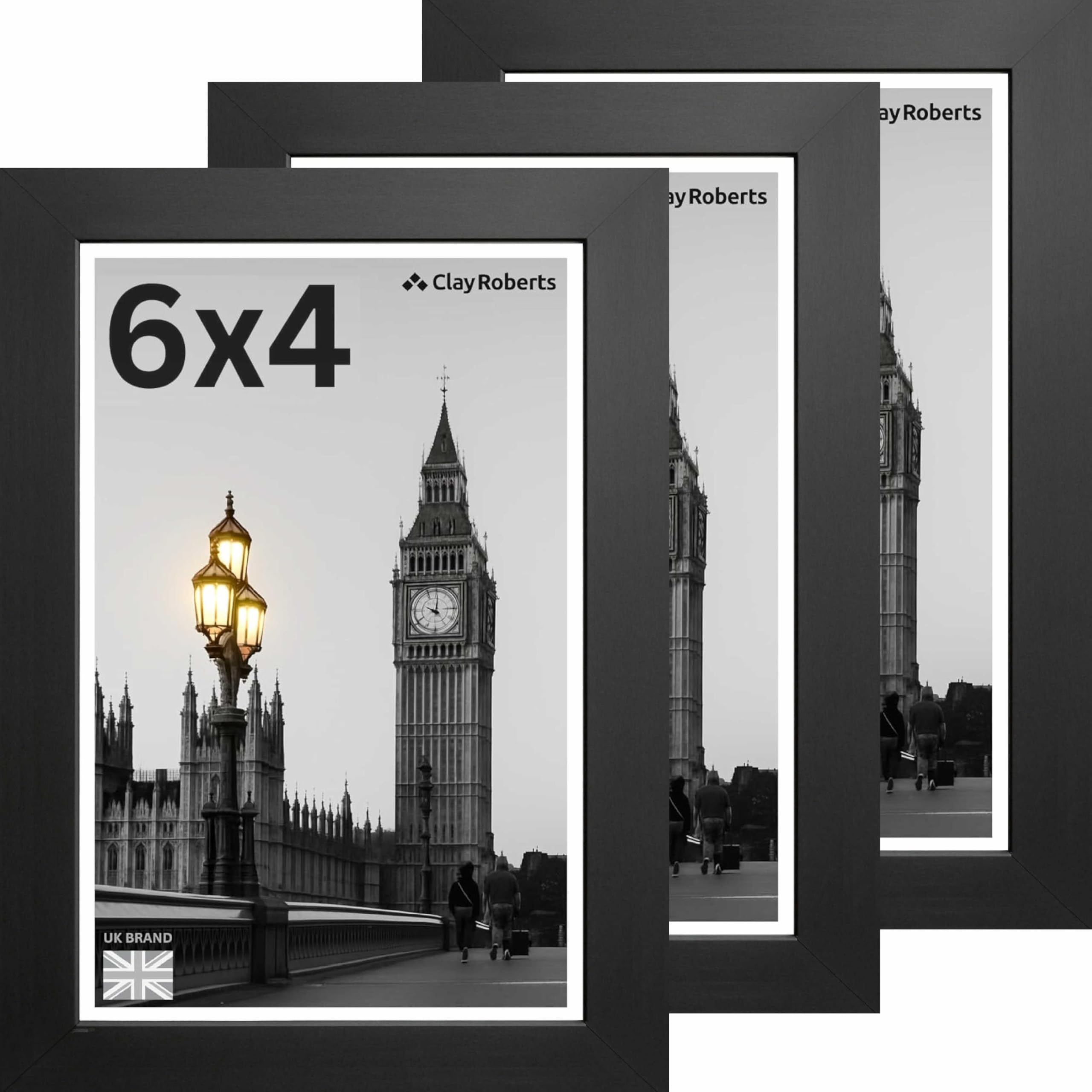 Picture Frame 6 x 4, Black, Pack of 3, Freestanding and Wall Mountable, 10 x 15 cm, 6x4 Picture Frames, Black 6x4 Photo Frames, 4x6 Photo Collage Gallery Display