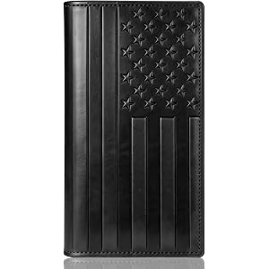 Espera USA Flag Themed Genuine Leather Checkbook Cover for Men and Women, Check Book Covers for Personal Checkbook with Elast