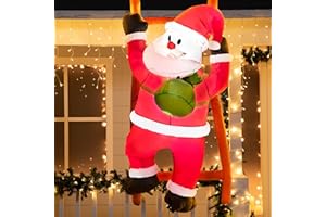 Joiedomi 6 FT Christmas Inflatable Climbing Santa, Hanging Inflatable Christmas Decorations with Build-in LEDs, Blow Up Santa Yard Decorations for Xmas Party Indoor, Outdoor, Garden, Lawn Décor