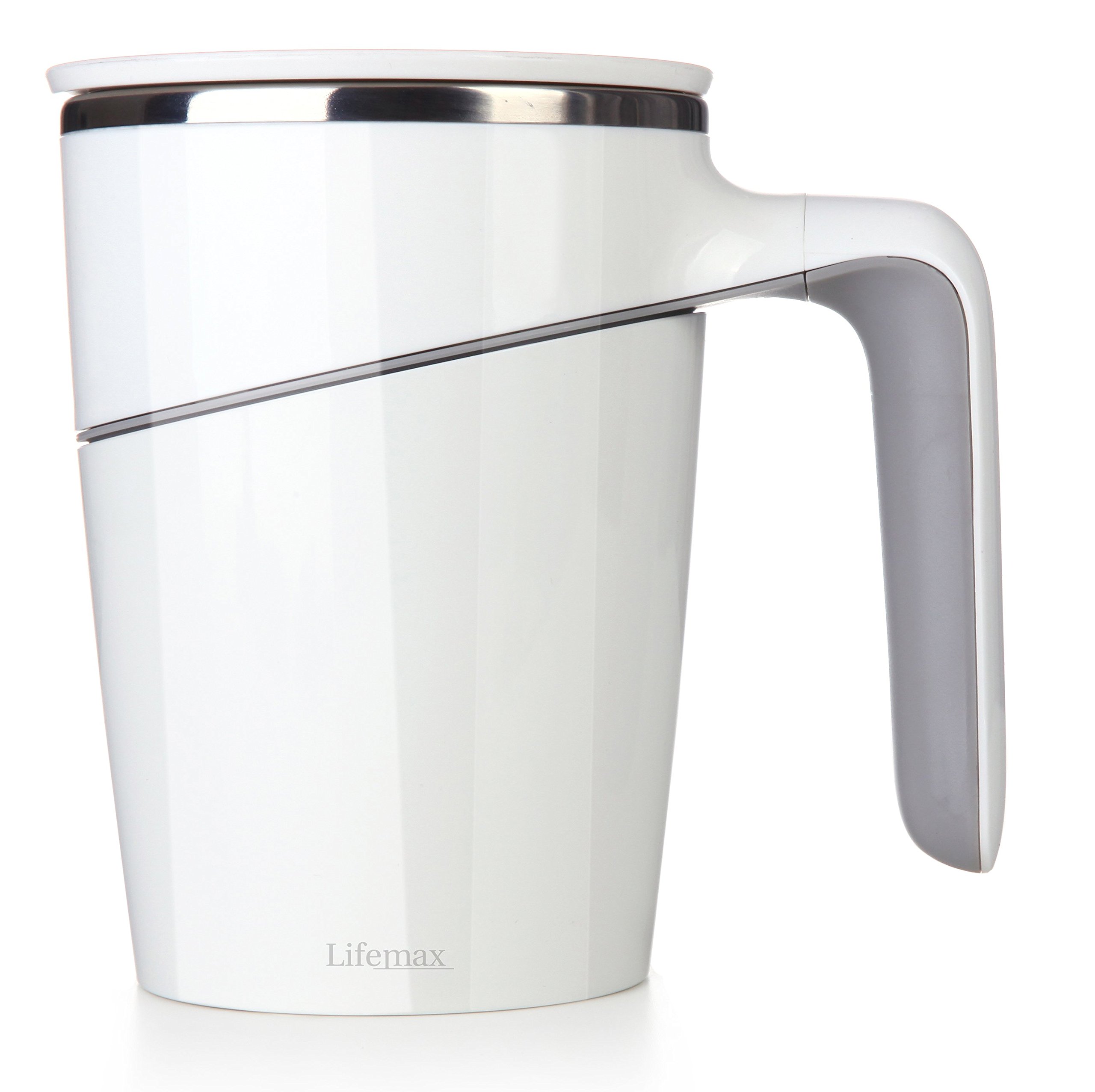 Lifemax Non-Tip Vacuum Cup with Suction Base, BPA-Free, 470ml, Spill-Resistant Mug with Lid – Ideal for Parkinson’s, Arthritis, Elderly & Active Lifestyles, Keeps Drinks Hot or Cold (White)